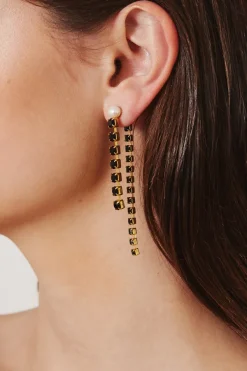 Chan Luu Earrings^Black Crystal And Gold Duo Earrings