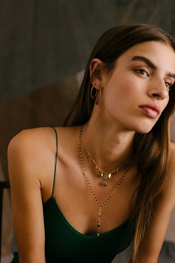 Chan Luu Necklaces^Black Evil Eye Necklace With Champagne Diamond