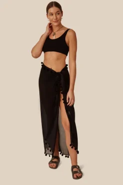 Chan Luu Bottoms^Black Tassle Sarong