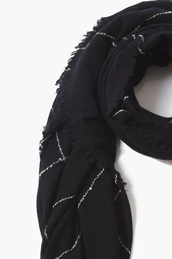 Chan Luu Scarves^Black Windowpane Cashmere Scarf