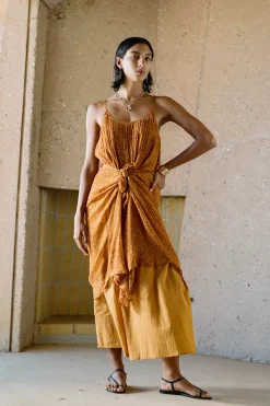 Chan Luu Dresses^Emma Pleated Paisley Sundress Chai Tea