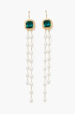 Chan Luu Earrings^Geneva Tiered Pearl Earrings Emerald