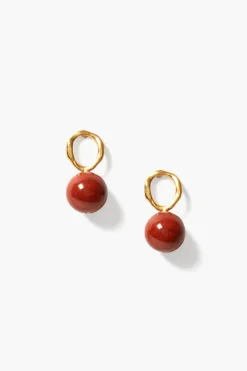 Chan Luu Earrings^Globe Stud Earrings Red Jasper