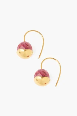 Chan Luu Earrings^Gold Dipped Fuchsia Agate Earrings