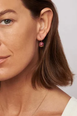 Chan Luu Earrings^Gold Dipped Fuchsia Agate Earrings