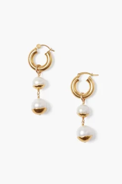 Chan Luu Earrings^Gold Dipped Tiered Hoop Earrings White Pearl