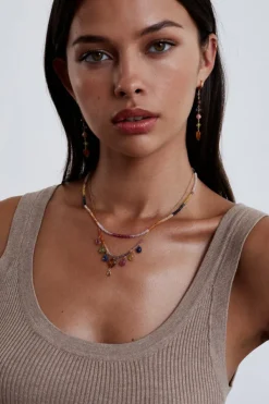 Chan Luu Necklaces^14K Rainbow Heishi Necklace Sapphire Mix