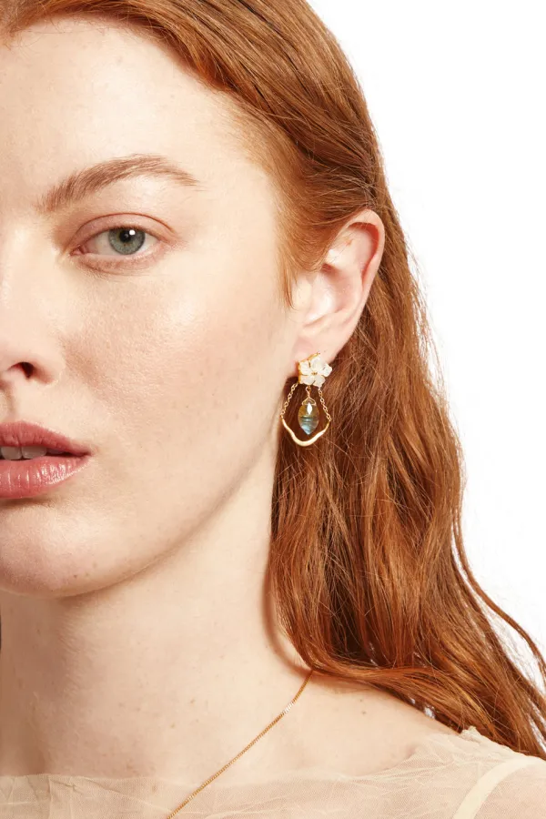 Chan Luu Earrings^Plumeria Chandelier Earrings Labradorite Mix
