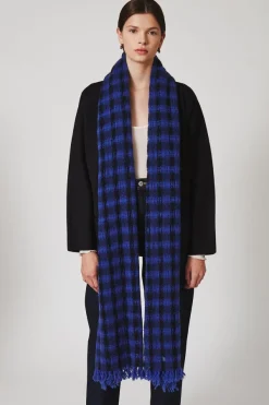 Chan Luu Scarves^Sapphire Checkered Wool Scarf