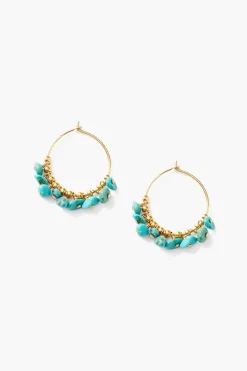 Chan Luu Earrings^Turquoise & Gold Heishi Hoops
