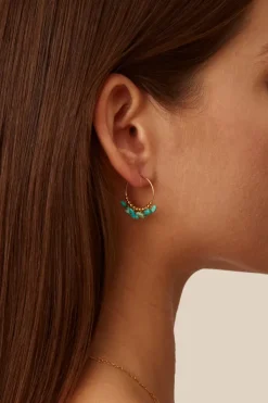 Chan Luu Earrings^Turquoise & Gold Heishi Hoops